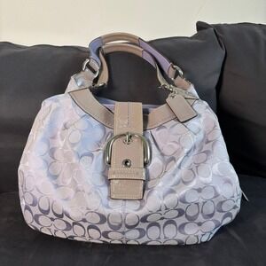 Coach Ergo Pleated Signature Satchel Lavender Jacquard Patent Leather 12248